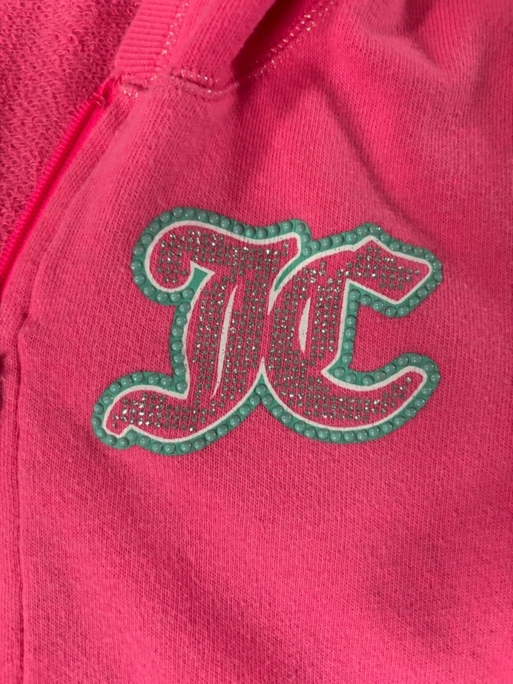 Juicy Couture Hot Pink Girls' Hooded Sweatshirt with Glitter Logo - Picture 6 of 6